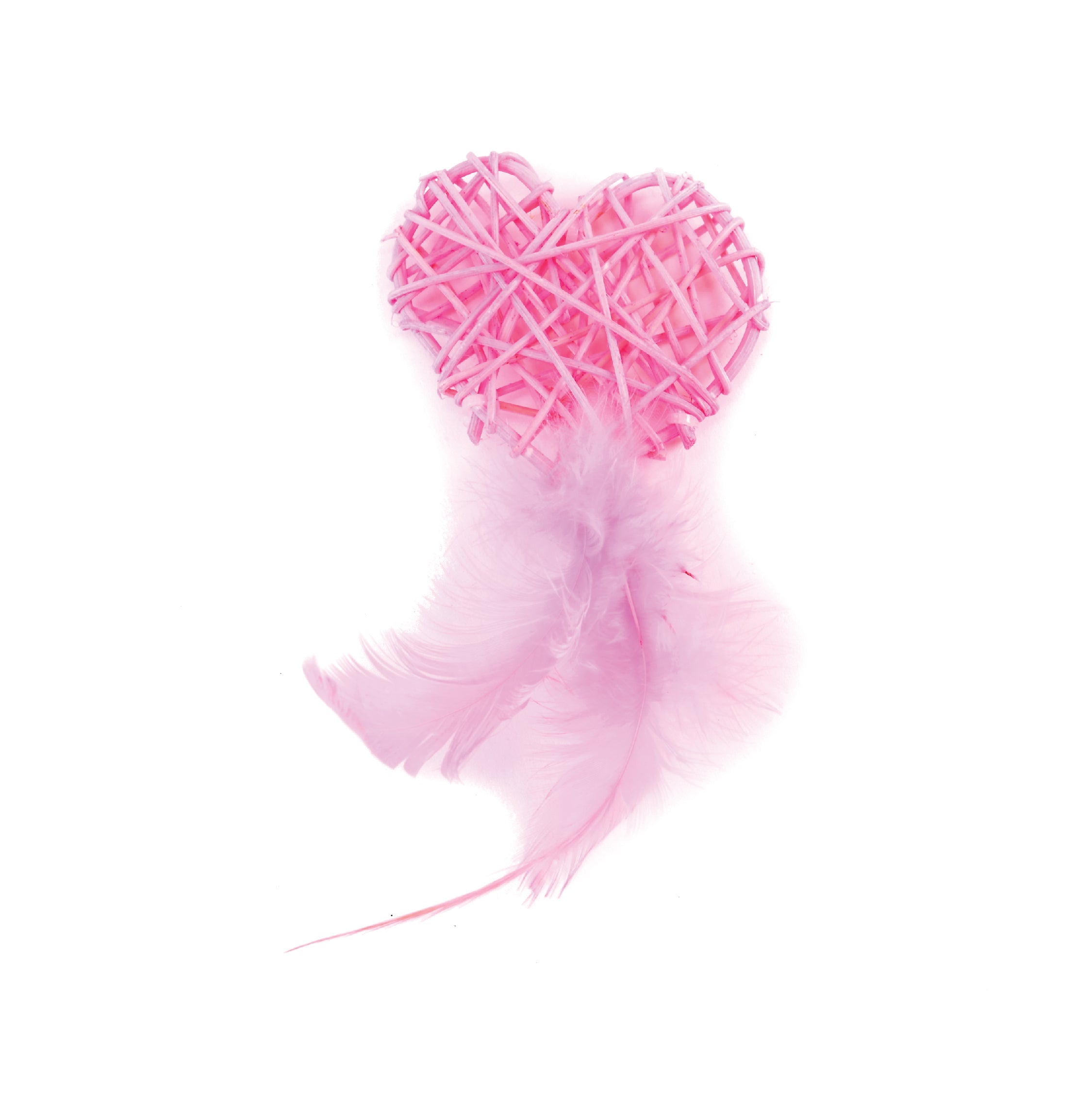 040140800 freedog pink heart with feathers cat toy