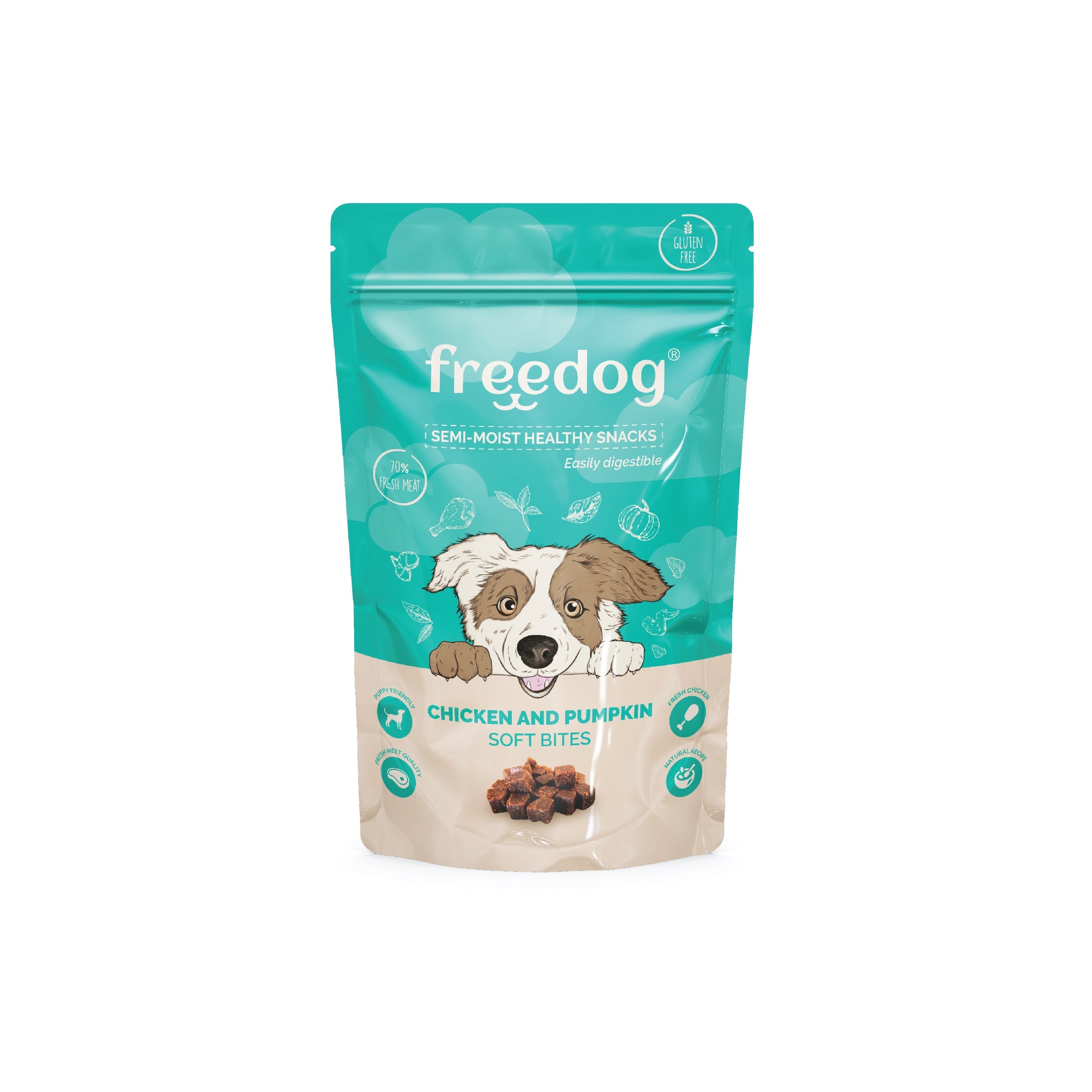 070040002 freedog snack semi moist chicken pumpkin dog treat