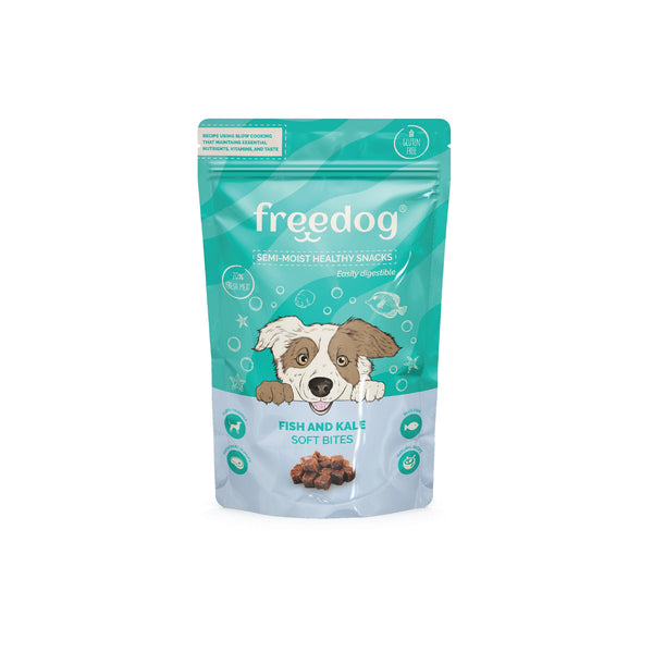070040005 freedog snack semi moist blue fish kale dog treat
