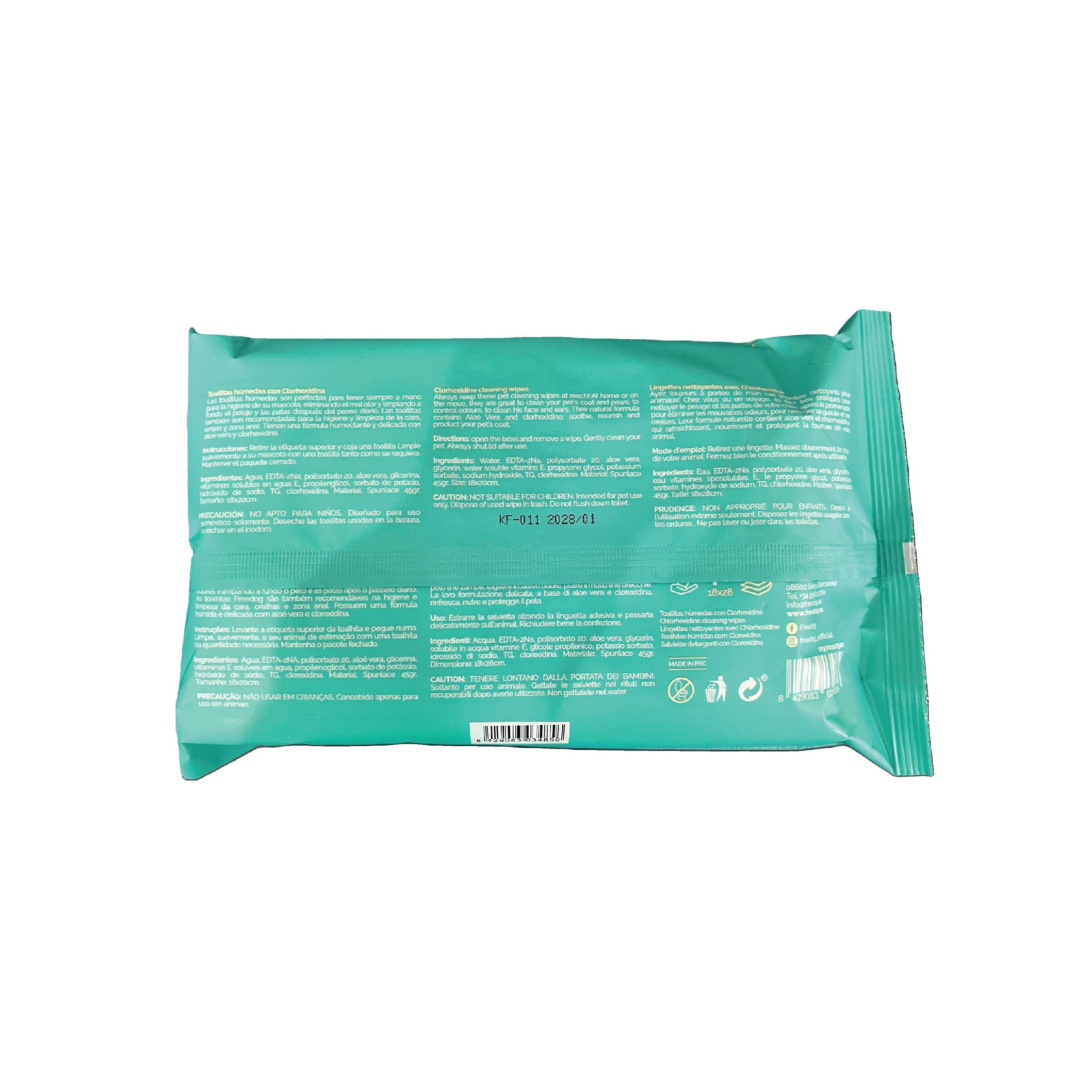 090010501 freedog chlorhexidine cleaning wipes big size pet