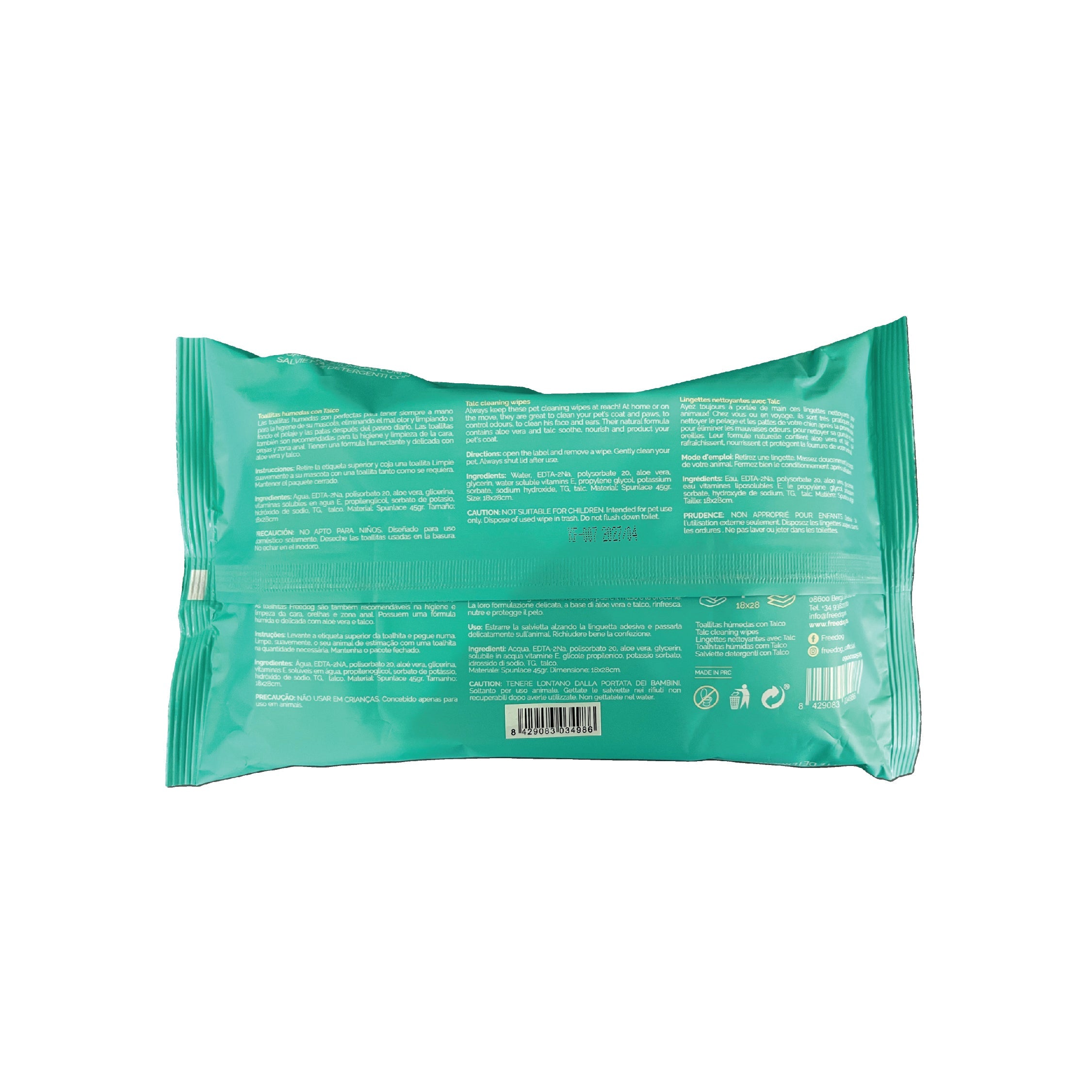 090010509 freedog talc cleaning wipes big size pet