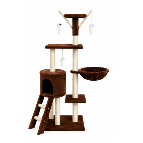 Cat Tree Multi-Level 138cm Brown for Cats