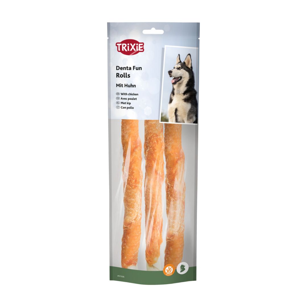 Trixie Denta Fun Chicken Chewing Rolls 28cm for Dog
