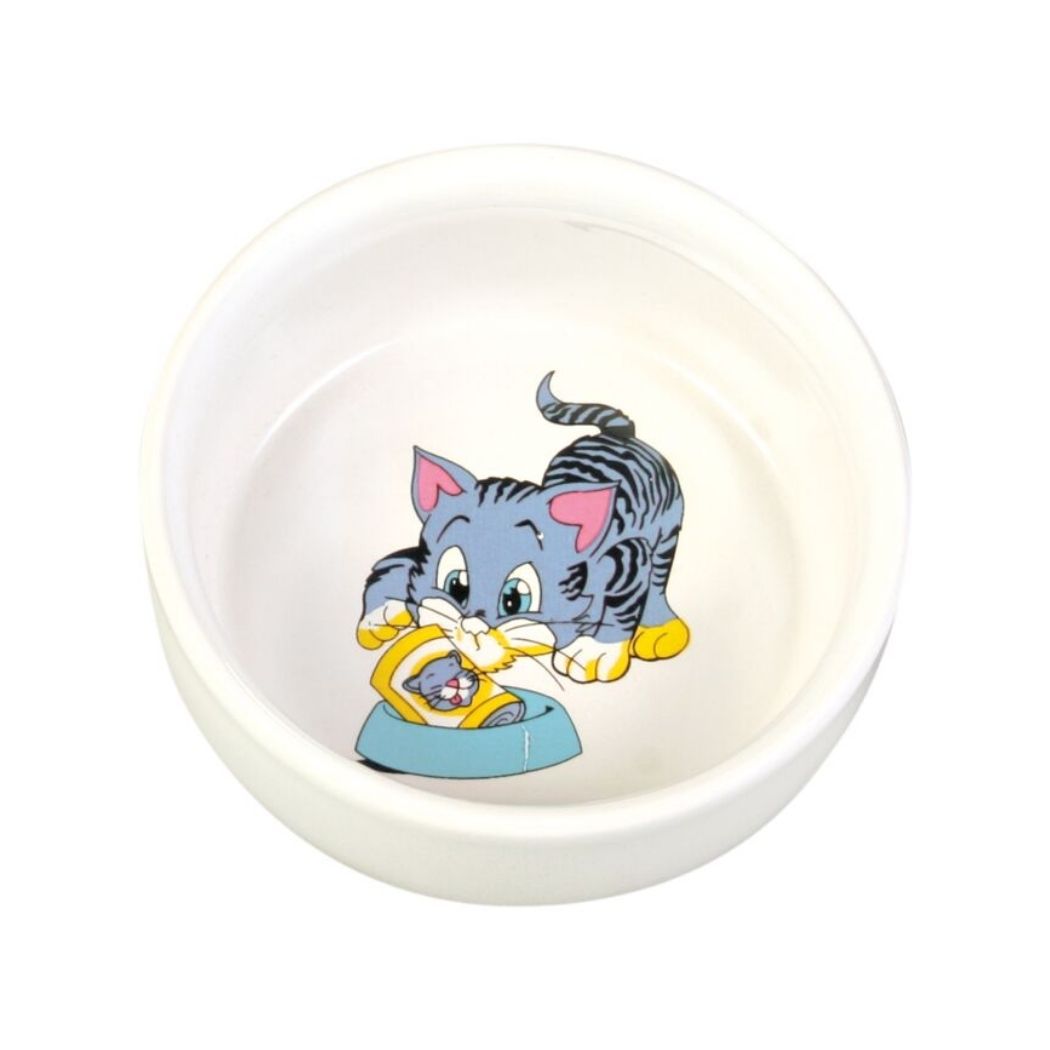Trixie Comic Cat Ceramic Bowl Kitten for Cats