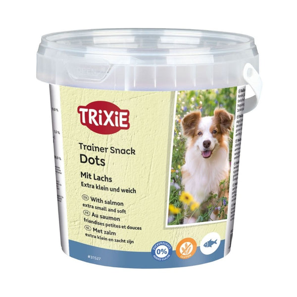 Trixie Trainer Snack Dots with Salmon for Dogs tub