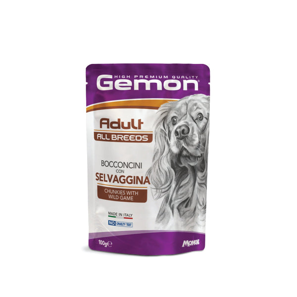 gemon adult allbreeds dog chunkies wildgame pouch wet food