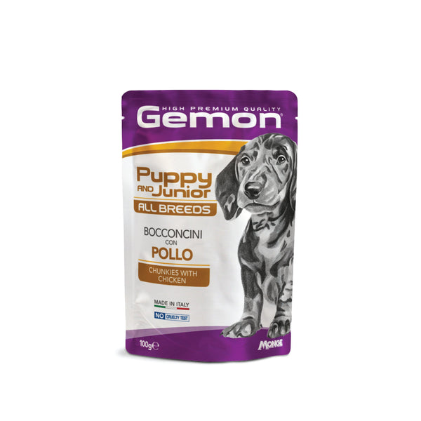 gemon puppy junior allbreeds dog chunkies chicken pouch wet food