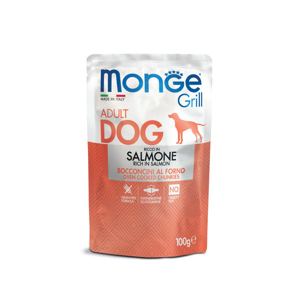 monge dog grill adult salmon pouch wet food