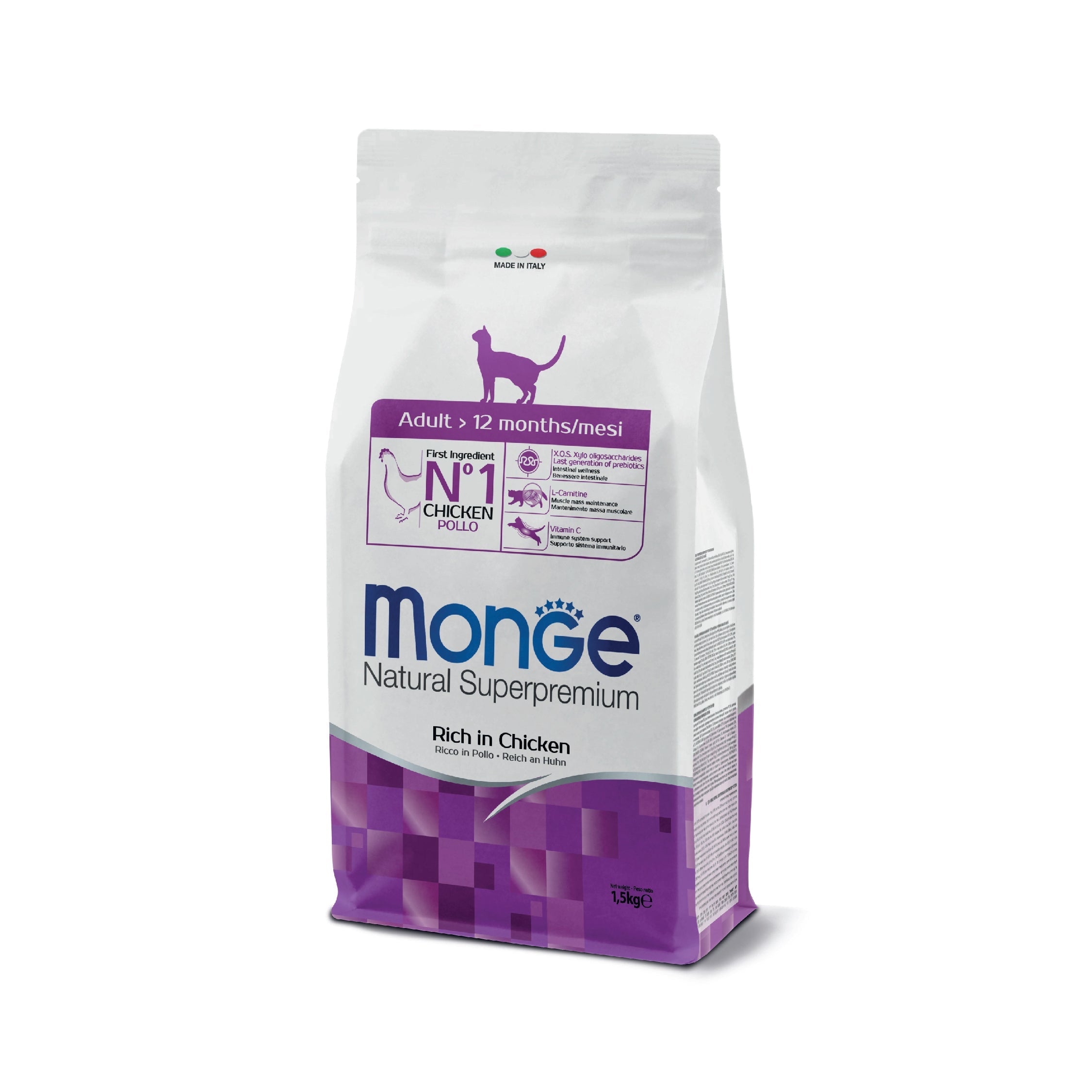 Monge cat food package on a white background