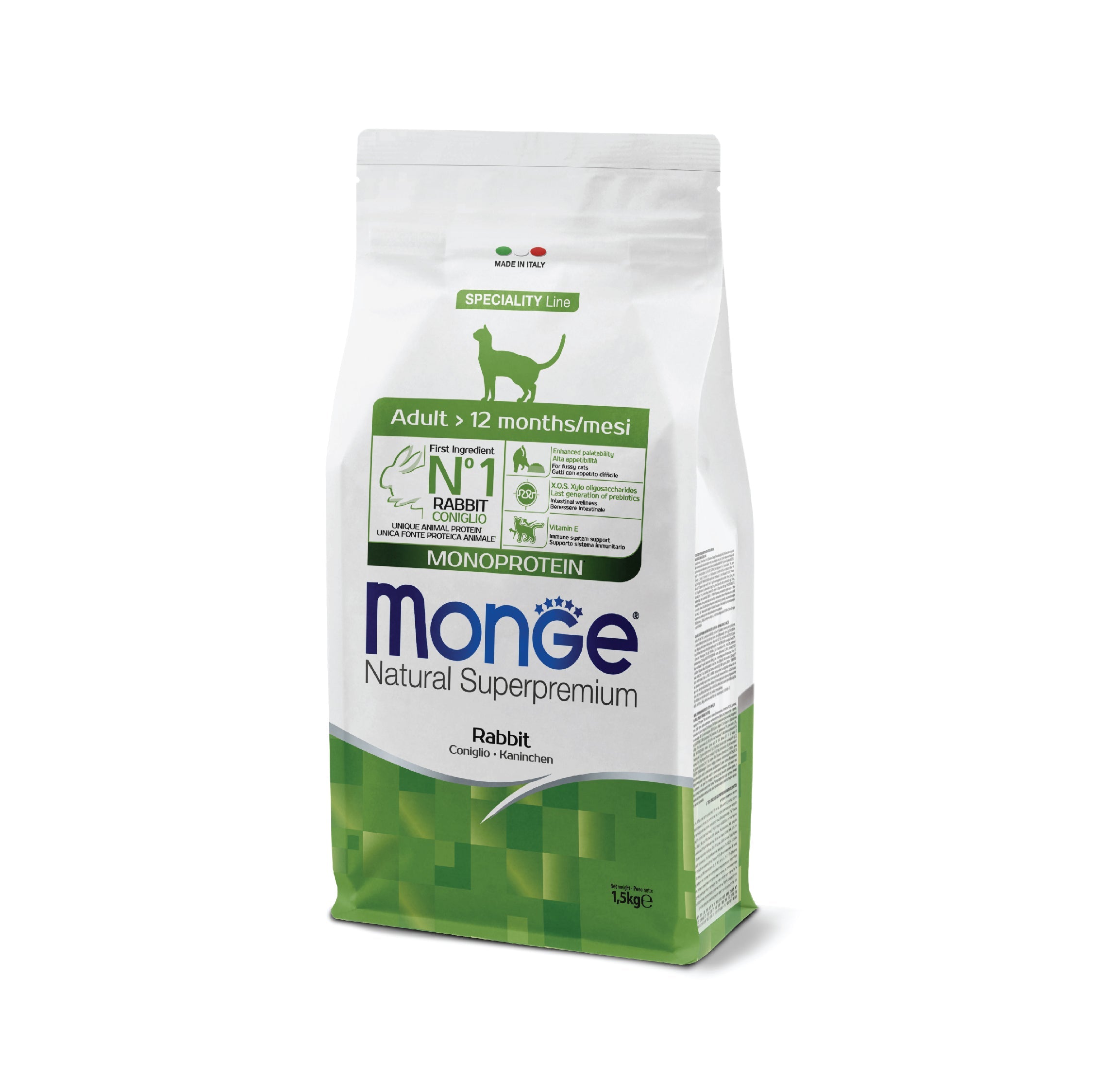 monge natural superpremium cat adult monoprotein rabbit dry food