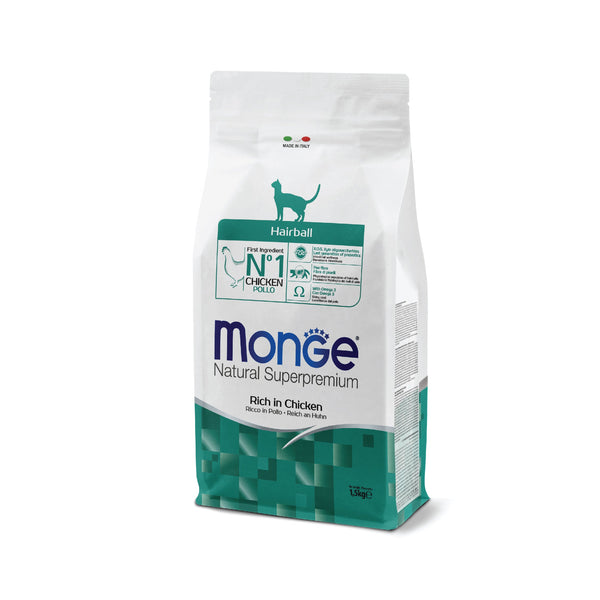monge natural superpremium cat hairball chicken dry food