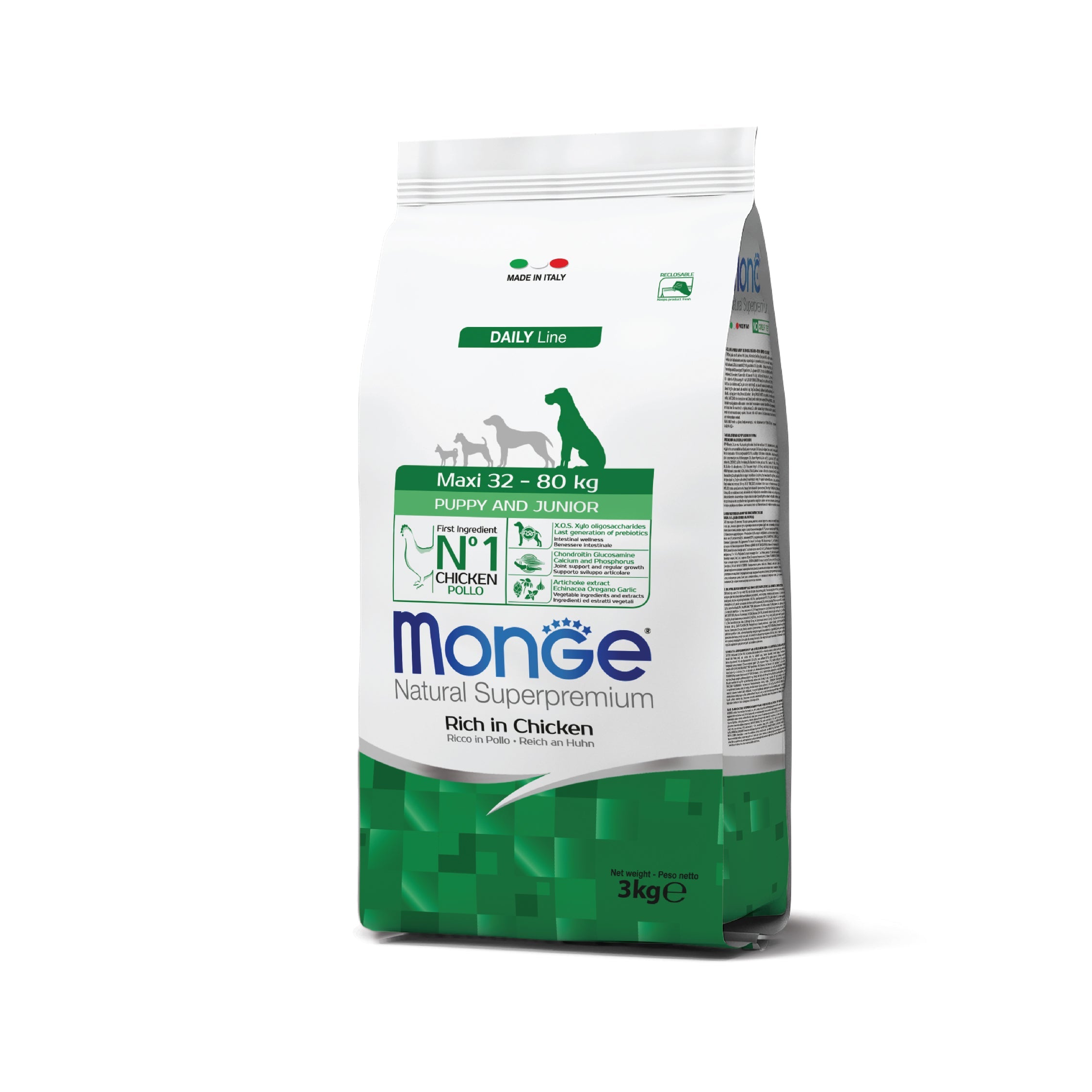 monge natural superpremium dog maxi puppy junior chicken dry food